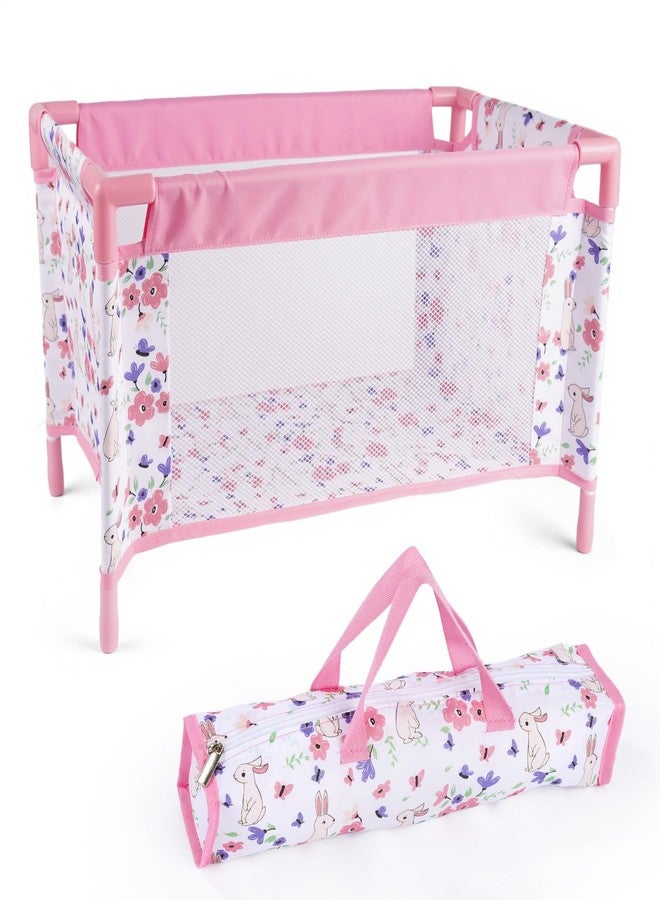 BABESIDE سرير دمى الأطفال حديثي الولادة، سرير دمى للأطفال مقاس 18 بوصة، سرير لعب قابل للإزالة لدمى الأطفال، ملحقات دمى الأطفال حديثي الولادة مع حقيبة تخزين، هدية لعبة للأطفال - Image 1